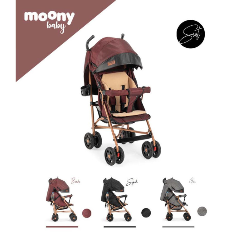 Moony Baby Suit Tam Yatar Hafif Baston Bebek Arabası - Baston Puset Bordo
