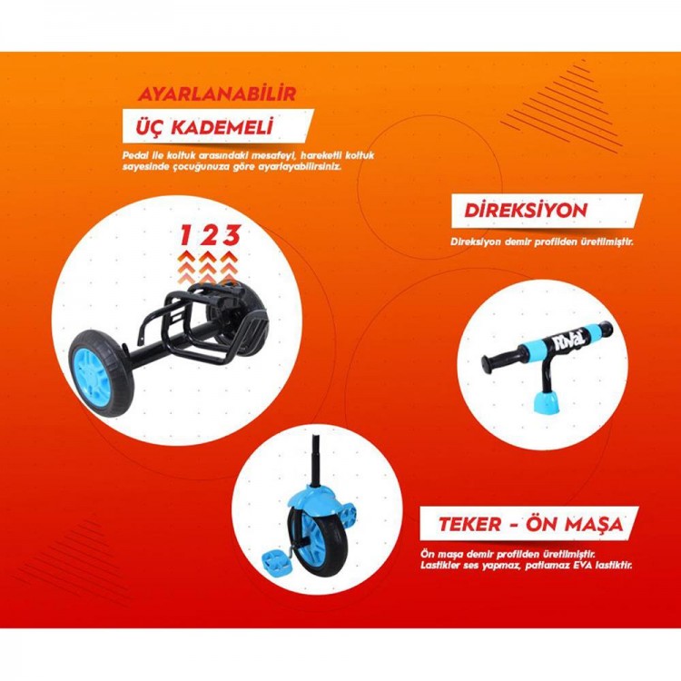Rival Rv503 Volt 3 Tekerlekli Eva Teker Patlamaz Ses Yapmaz Çocuk Bisikleti Mavi